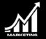White digital marketing logo with an upward growth arrow on a black background.