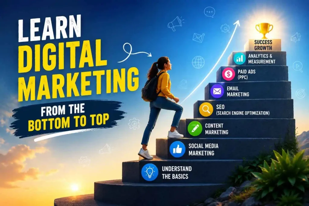 learn digital marketing from the bottom to top.